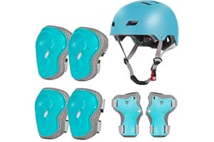 LANOVAGEAR Casco y Protecciones para niño Ajustable Infantiles Set Rodilleras Coderas Muñequeras para Bicicleta Scooter Ciclismo Rodillo Patinaje