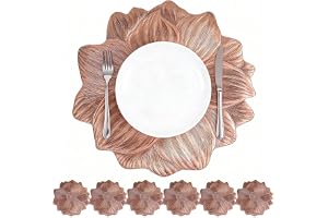 Set med 6 bordstabletter, eleganta blommiga PVC-bordstabletter 38 cm, tvättbara bordstabletter, värmebeständiga bordstabletter, smutsavvisande för bordsmattor, för jul bröllop, hotellfest