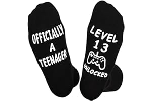 Clydewy 13th Birthday Socks Novelty 13 Year Old Socks Birthday Gifts for Teenager Boys Girls Son Grandson Non-Slip Cotton Black Sock Long Stockings Funny Stocking Fillers Presents(1 Pair)