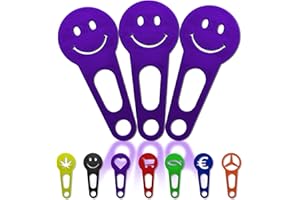 OnAir 3 x Einkaufswagenlöser zum abnehmen als Schlüsselanhänger; Einkaufswagenchip sofort abziehbar 3 Stück im Set; Handmade (Violett, Happy Face)