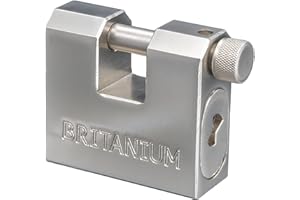 Britanium® BRX/66 Candado de Seguridad Blindado de Alta Seguridad. Cerradura para Contenedor. Cilindro de Seguridad Antitaladro y Resistente. Candados para Puertas, Motos, Cobertizos y Garajes
