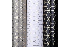 Qpout 3 feuilles Papier d'emballage cadeau, 27,6 x 19,7 pouces papier d'emballage Kraft, noir blanc gris, pour anniversaire mariage fête des mères fête des pères Noël nouvel an cadeaux décoration