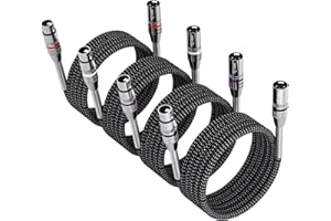 FIBBR Cavo XLR 2M-4 pezzi, cavo microfono Nylon intrecciato XLR maschio a femmina Cavo microfono bilanciato per impieghi gravosi compatibile con preamplificatori/sistemi di altoparlanti e altro