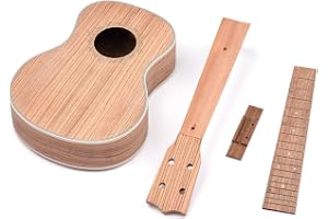 Zebra Wood Ukulele Diy Kit, 26 Inch Tenor Ukulele Diy Kit with Zebra Wood Panel Paste Finger Deposition with Sticks Strings F