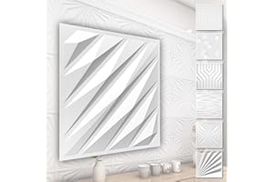 HEXIM Pannelli murali in PVC 3D - rivestimento murale bianco con effetto 3D - motivi astratti (5QM dimensione economica HD136 50x50cm) qualità arredamento camera da letto
