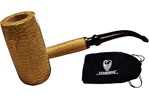 GERMANUS Original Corncob Pipe - Mac Short, Bent - Tobacco Pipe incl. Pipe Bag, Mac Arthur