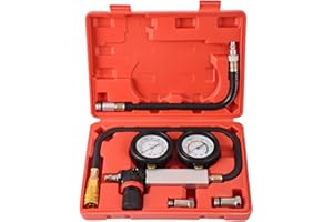 LXNEER Engine Cylinder Leak Down Pressure Tester Kit with Dual Gauge, Compression Leakdown Detector Leakage Test Tool Set with M10/12/14 adapters for Car Truck Motorcycle