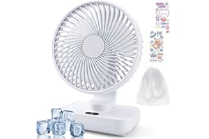 IGUGI Ventilador de Mesa USB,Ventilador Portatil,USB Silencioso Mini Ventiladores Recargable,Pantalla LED,4 Velocidades,Oscilante,Aplicable a Oficina,Dormitorio,Camping,Dormitorio,Blanco