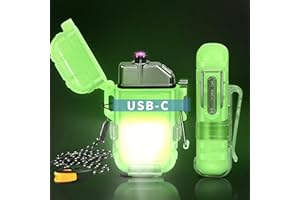 lafagiet USB C Lighter, Electric Rechargeable Lighters with Waterproof Torch Light, removable Clip, whistle Lanyard for Candle Camping, for men dad