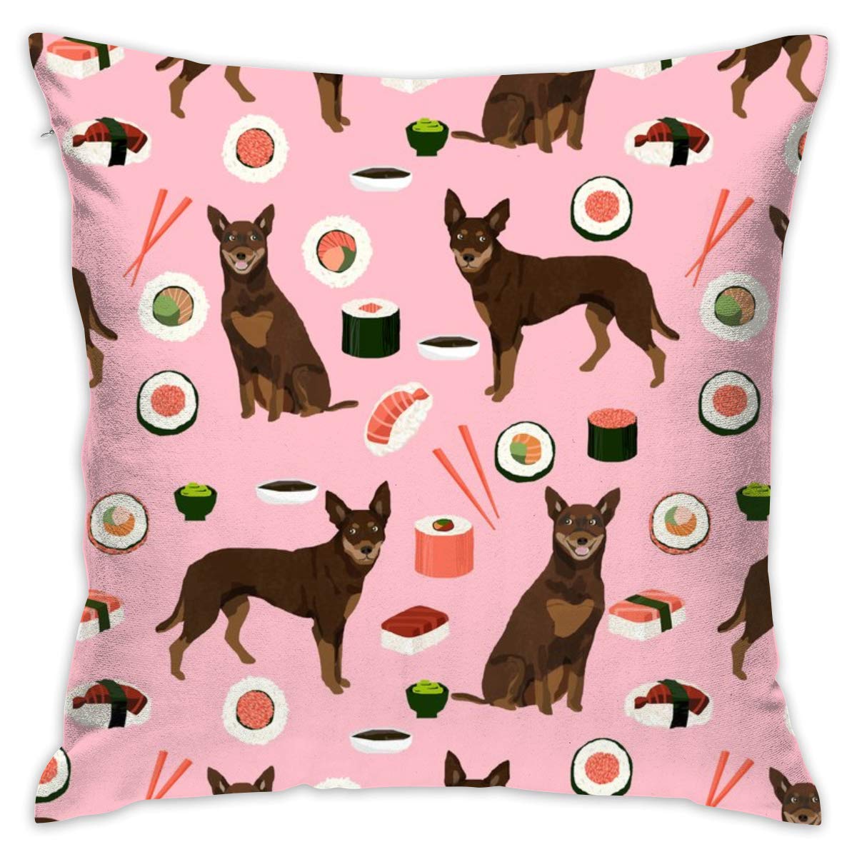 Australian Kelpie Dog Fabric Red And Tan Kelpie Design Throw Pillow