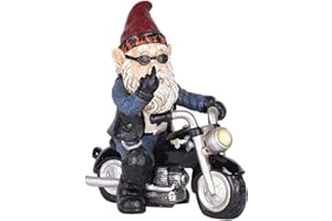 CHJIEJIE Gartenzwerg Motorrad, Zwerge für den Garten, Gartendeko Zwerg, Dekoration für die Terasse, Deko für den Balkon, Motorcycle Gifts for Men