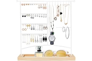 LULUANPING Présentoir à Bijoux Porte-chaîne, Organisateur de Boucles D'oreilles, Organisateur de Bijoux, Boucles D'oreilles Boîtes à Bijoux, Support pour Boucles D'oreilles, Bracelets, Colliers, Bagues (Blanc)