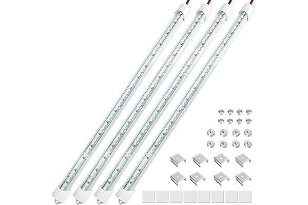 Linkstyle 4Pcs Barre de Lumière Intérieure à LED, 700LM 6500K Barre LED 12V avec Interrupteur pour Voiture Camping-Car Camion Caravane Bateau Armoire