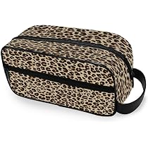 DEMACYA Kosmetiktasche Mit Afrikanischem Blumenmuster – Wasserdicht, 24,1 X 15,9 Cm, Rot-gold Leopardenprint