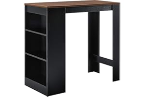 ‎[EN.CASA] [en.casa] Bartisch Kouvola Bistrotisch Esstisch 110 x 50 x 103 cm Küchentisch Küchentheke mit 3 Fächern Stehtisch Bartheke für Esszimmer Wohnzimmer Küche Schwarz/Walnussoptik