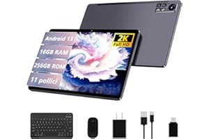 AOCWEI 2024 Android 13 Tablet 11 Pollici 2K 16GB RAM+256GB ROM (TF 512GB) |5G+2.4G WiFi | Bluetooth 5.0 |Octa Core|2.0Ghz |8600mAh|2000 * 1200pixels |5+13MP |Tablet con Tastiera e Mouse,Custodia