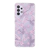 PrintiFy Samsung Galaxy A32 ile Uyumlu Kapak Floral Pudra Tasarımlı 1mm Fit Şeffaf Silikon Kılıf
