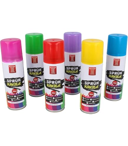SparVar Kreidespray-Set Mit Überkopfdüse – 3 Farben (Rot, Gelb, Blau) Je 400 Ml, Wasserlöslich