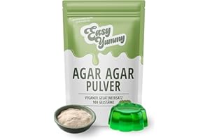 ‎EASY YUMMY EASY YUMMY Agar Agar Pulver, Veganes Gelatinepulver, 100% Halal Veganes Gelatinepulver (100g)