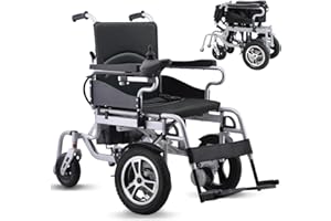 Broobey Faltbare elektrische Rollstühle für Erwachsene, Kapazität 120Kg, elektrischer Rollstuhl, elektrischer motorisierter Rollstuhl für Senioren 12" Flexibles Vorderrad