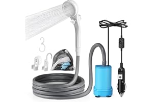 AUTOPkio Portable Camping Shower, 12V Plug-and-Play Outdoor Camp Shower Kit with Upgraded Pump for Camper, Travel, Car Washing (No Sprayer)
