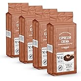 by Amazon Gemahlener Kaffee Espresso Crema, Lichte Röstung, Granulat, 1 kg, 4 Packungen mit 250 g – Rainforest Alliance-Zerti