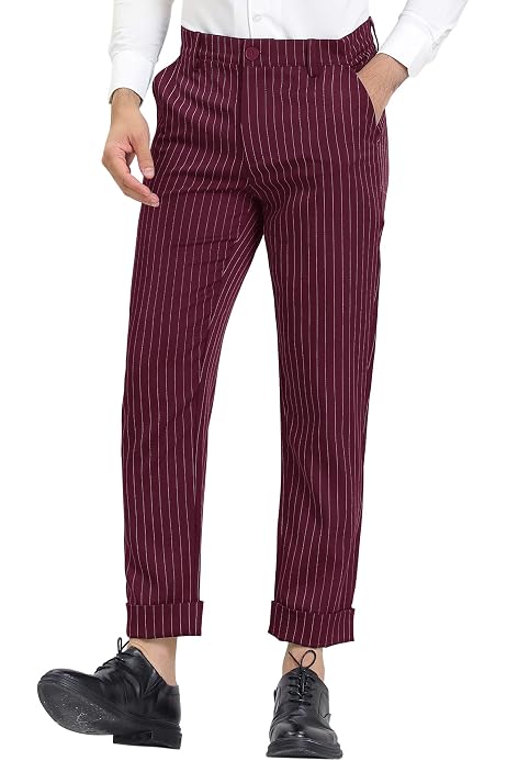 Lars Amadeus Men's Stripe Dress Pants 