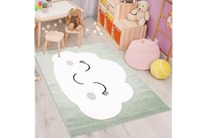 Carpet City Dywan dziecięcy Bubble Kids płaskie runo z motywem chmury w kolorze miętowo-zielonym do pokoju dziecięcego Wymiary: 140 x 200 cm, 140 cm x 200 cm