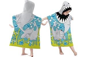 KASESSS Ręcznik ponczo dla dziewczynek, miękki szlafrok ponczo z kapturem, wielokolorowy, mikrofibra, 60 x 120 cm