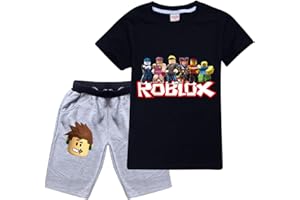 CKCKTZ Ro-blox Jungen T-Shirt Set Kinder Spiel Cartoon Kurzarm Tops Sweatshirt Shorts 2 Stück Baumwolle Sommer Tee