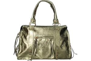 Gave Lux Damska torba na ramię z prawdziwej skóry laminowanej. Ręczne wykonanie. Wyprodukowano we Włoszech. GLX2206090_LM23FBG, srebrny, 41 x 28 x 13 cm