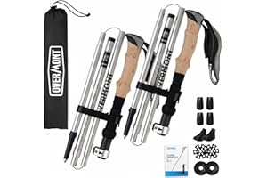 Overmont Bastones Trekking Bastones Senderismo Plegables de Carbono Ultraligeros Ajustables 105-125CM 1 Par Bastones Marcha Nórdica para Senderismo Alpinismo Trail Viaje
