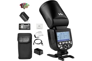 Godox V1-N TTL Flash Speedlite, 76Ws 2.4G High-Speed Sync 1/8000s 2600mAh Li-Ion Battery, 480 Full Power Shots, 1.5s Recycle Time, Round Head Camera Speedlight with Compatible for Nikon Cameras