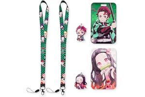 AIOSUY Lanyard 2 pcs, Lanière Tour de Cou avec Porte-Badge, avec Porte-Badge, Lanières Porte Clés, Porte Carte avec Cordon, Porte Badge avec Lanière, pour L'école, Le Bureau, Carte de Bus