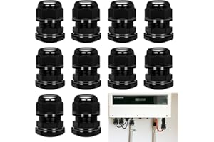 MUSIOOK 10 PCS Cable Glands 20mm Set – M20 Waterproof Cable Gland Connectors, IP68 Nylon Cable-Glands for 6–12mm Wires, Black Threaded Wire Connector Kit with Locknuts for Outdoor Electrical Use