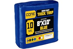 Core Tarps Lona de protección Lona Impermeable con Ojales, (2.45m X 3m, 190 g/m²) 10 Mil, Funda Protectora para Techo, Barco, Muebles, Jardín, Piscina, Coche, Azúl
