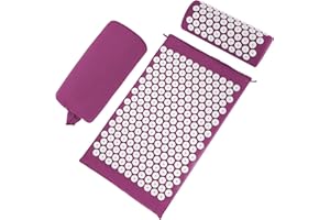 CWRFZ Acupressure Mat, Acupuncture Mat, Massage Mat and Pillow Set, Relieving Neck and Back Pain, Muscle Relaxation and Stress Reduction, Sciatica Relief, Suitable for Men and Women, Carry a Handbag, Purple
