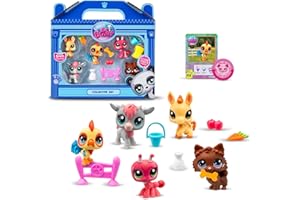 Littlest Pet Shop - Collector Set Thème de la Ferme 5 Animaux et Accessoires - Coffret Jouet Animaux de la Ferme Pet Shop - Mini Figurines LPS Mignons - Jouet Enfant 4 Ans et + - BF00510