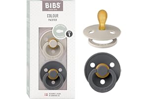BIBS Colour Symmetrical Schnuller 2er Pack, BPA-frei Dummy-Schnuller, Symmetrischer Nippel. Naturkautschuk/Latex, Hergestellt in Dänemark. 0-6 Monate (2er Pack), Sand/Iron