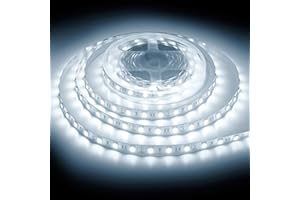 ShineBurky Striscia LED 12V 5 Metri Bianco Freddo, Strisce LED Adesive SMD5050 300LEDs Luci LED Strip Light Flessibili Tagliabile per Camera Cucina TV Decorazione (Senza Alimentatore)