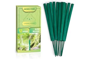 LASENTEUR Citronella Incense Sticks for Outdoor Garden Patio Camping - 12 Sticks, 85 Minutes per Incense Sticks