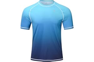 Huayuzh Men's Watersport Rash Guards Swimming Shirts UV Swim Top UPF 50+ Quick Dry Short Sleeve Surfing Running Sports Top