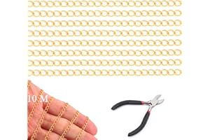 HJIAMA Catenella Venduto Metro 10 m, Catenine per Collane con Pinze per Gioielli, Catena in Metallo per Riparazione e Catenine per Collane Fai da Te, Collane, Gioielli