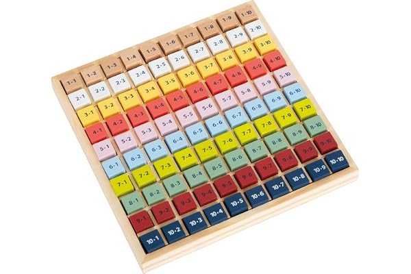 small foot 11163 Table de multiplication multicolore "Educate" en bois, avec 82 cubes numériques pour apprendre le petit 1x1, à partir de 6 ans