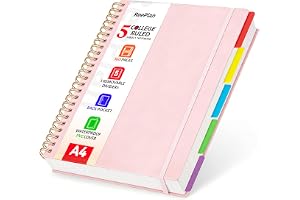 ReePlan Anteckningsbok A4-linjerad spiralbunden – 360 sidor, 100 g/m² papper, spiralanteckningsbok med 5 avdelare, A4-spiralb