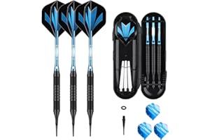 SANFENG Flechette Pointe Plastique 18/20 grammes, 3 Fléchettes avec 6 Ailettes et 30/50 Pointes 50 Joints Toriques en Caoutchouc, Set de Flechettes à Pointe Souple pour Cible de Flechette Electronique