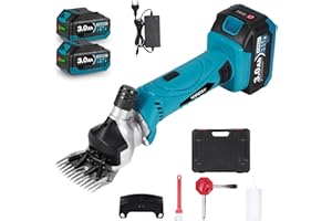 Yofidra Tondeuse a Mouton 550 W - Sans fil - 6 vitesses - Lame à 13 dents - 2 batteries de 3000 mAh - Ciseaux à laine professionnels pour moutons, chèvres, alpagas