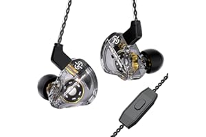 keephifi CCZ DC01 Pro Auriculares in Ear con Cable, 1DD Bass HiFi IEM Afinación en Forma de V, Auriculares in Ear Monitor, OFC Cable Desmontables de 2 Pines-Z in Ears (Negro Transparente,con micró)