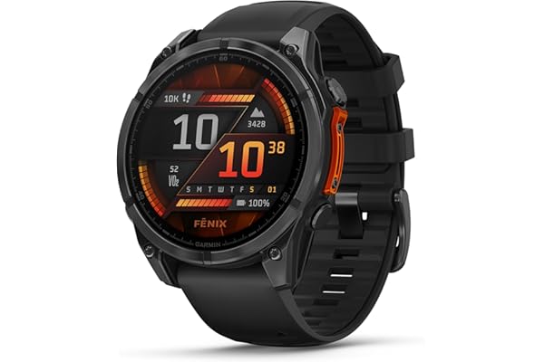 Garmin fēnix® 8 – Montre GPS Multisports AMOLED - Gray avec Bracelet en Silicone Noir – Boîtier 47 mm