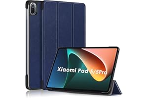 KATUMO Etui do Xiaomi Pad 5 / Mi Pad 5 Pro 11 cali 2021, cienkie etui skórzane z funkcją automatycznego wygaszenia/wybudzania, etui ochronne do Xiaomi Mi Pad 5 Folio Cover, ciemnoniebieskie